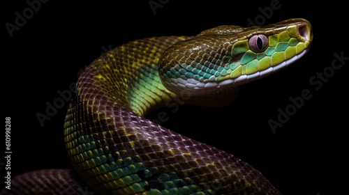 snake on black background