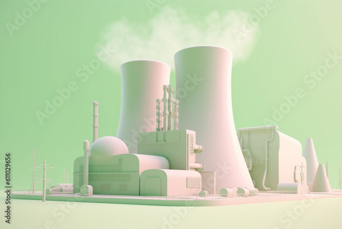 Abstract green nuclear power plant. 