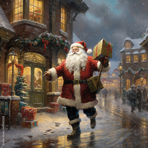 Christmas, Santa Claus distributes gifts, a place to meet and shop for Christmas.