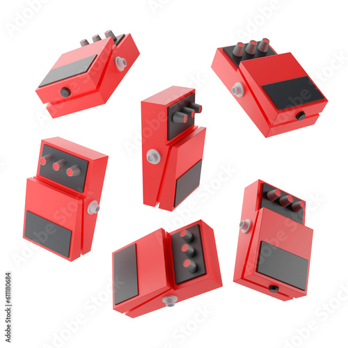 Guitar Effects Pedal - Distortion - Overdrive - 3D Render - Various Scenes