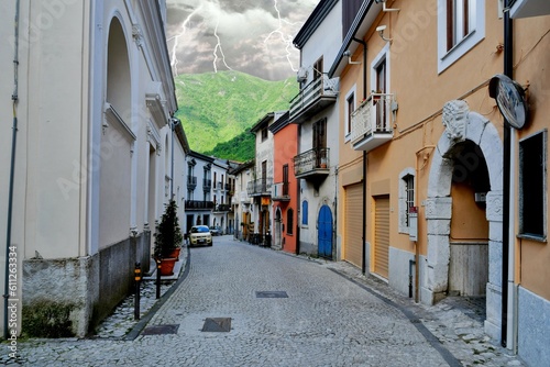 A narrow street in Summonte, a small Campania town in the province of Avellino, Italy.