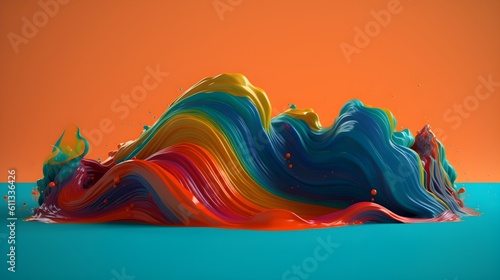 Abstract color burst, paint wave desktop wallpaper