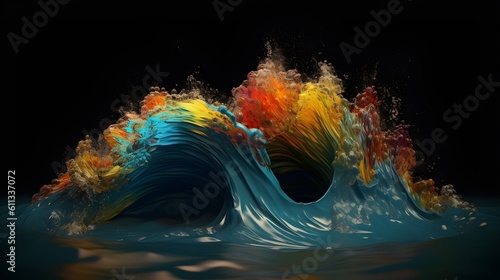 Whimsical colorful waves of inspiration, abstract paint wave design