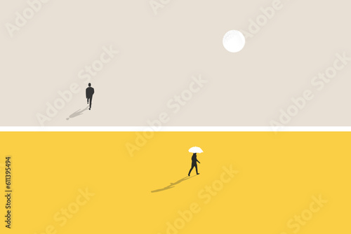 Business dispute or disagreement vector concept with two businessman walking away from each other. Symbol of miscommunication, conflict, argument. Eps10 illustration