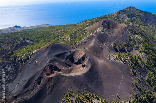 Aerial view of Volcanic craters in La Palma – Cumbre Vieja volcano route - Canary Islands