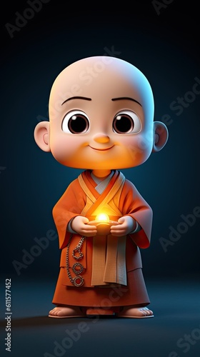 Cute 3 year old monk cartoon character - created using generative Ai tools
