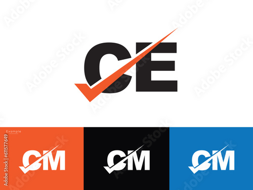 Initial Business ce ec Logo Letter And Check mark symbol