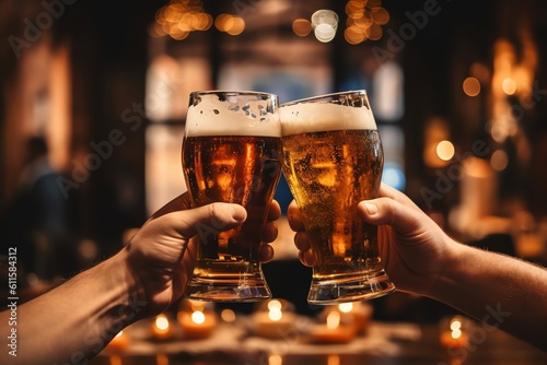 Cheers! glass of beer on the table. International beer day
