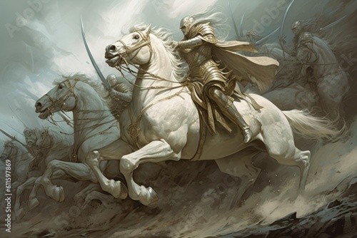 Horse knight battlefield art. Generate Ai