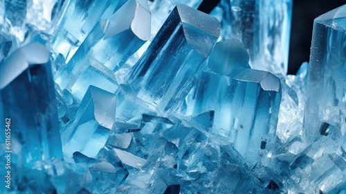 close up of Raw aquamarine rock with reflection crystals