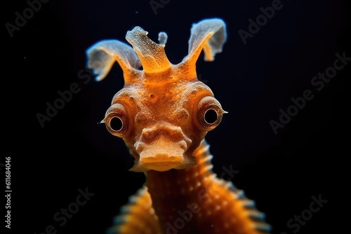 Short-snouted seahorse Hippocampus Sea animal, AI generative