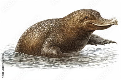 platypus isolated on white background. Generated by AI.