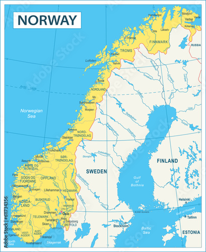 Norway Map - highly detailed vector illustration