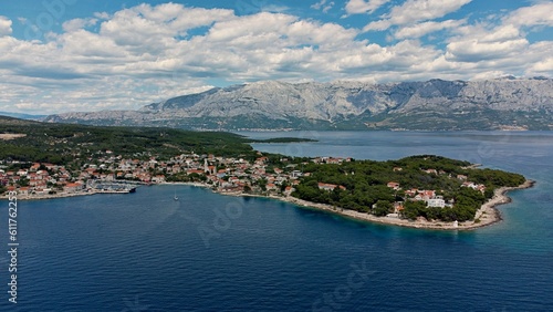 Krajobraz, Morze, Góry, Chorwacja, Wyspa Brac, port, poranek