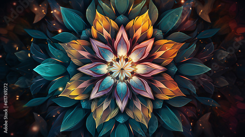 kaleidoscope lotus floral abstract blossom abstract illustration design image Ai generated art
