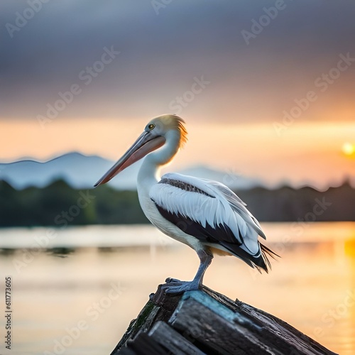 An image of a pelican in the water. (AI-generated fictional illustration) 