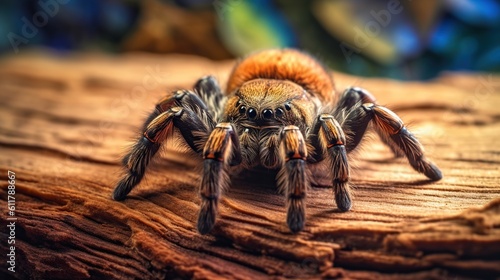 Tarantula on Wooden. Beautiful Spider,