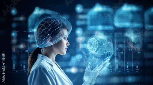 医療技術、AI、イノベーション、ヘルスケアデジタル、外科医が脳検査結果をロボットネットワークで解析・診断する最新インターフェイス、未来の医療技術GenerativeAI