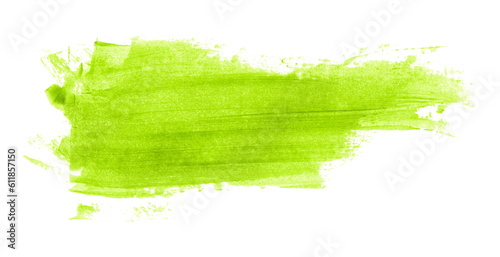 Shiny green brush watercolor painting isolated on transparent background. watercolor png