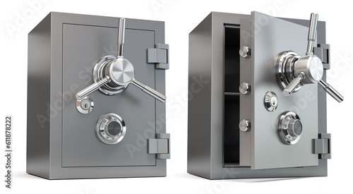 Bank vault safe isolated on white. Security and protection.