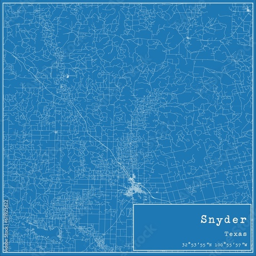 Blueprint US city map of Snyder, Texas.