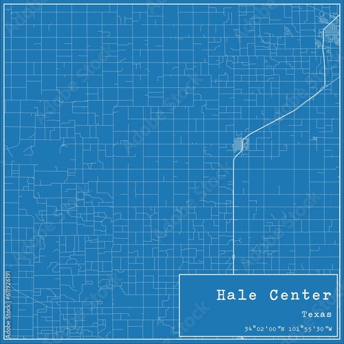 Blueprint US city map of Hale Center, Texas.