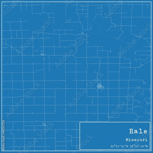 Blueprint US city map of Hale, Missouri.