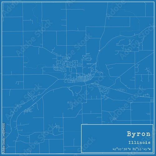 Blueprint US city map of Byron, Illinois.