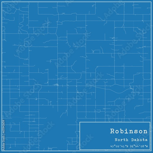 Blueprint US city map of Robinson, North Dakota.