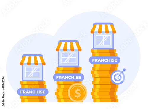 franchise shop, business concept, startup strategy, expansion, development, company, flat vector illustration banner