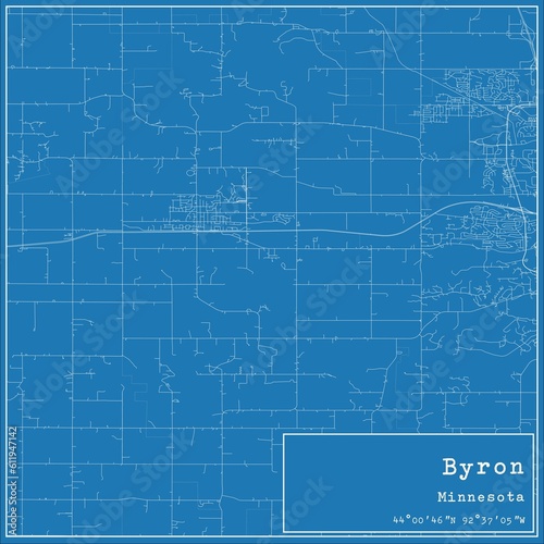 Blueprint US city map of Byron, Minnesota.