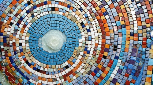 mosaic tiles texture abstract background with circles