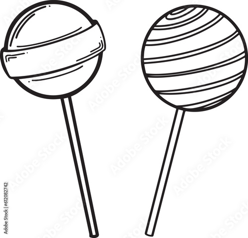 lollipop candy isolated icon set Outline Simple vector illustration