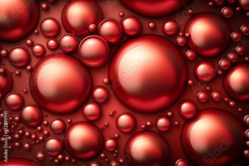 Red pearl background. Color bubbles. Pearl background. Generative ai