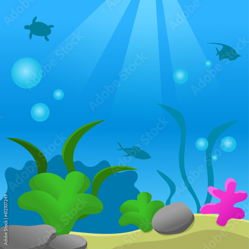 The seabed with fish and other creations