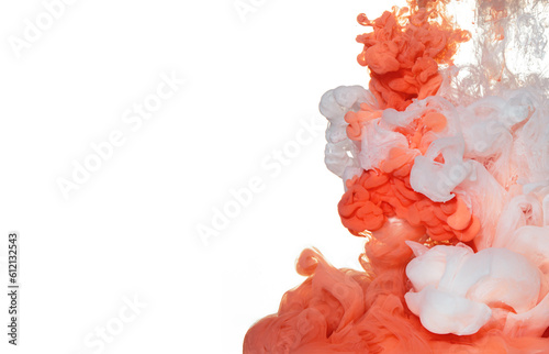 Orange and White Acrylic Ink in Water. Color Explosion