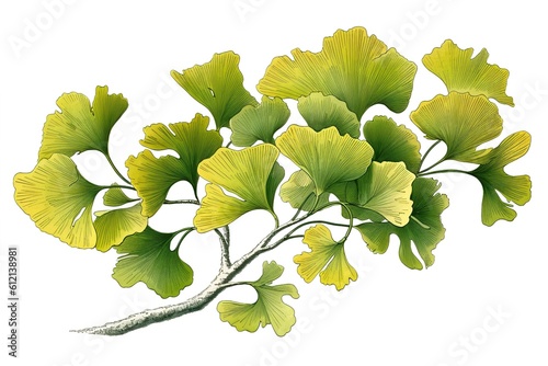 ginkgo isolated on white background. Generated by AI.