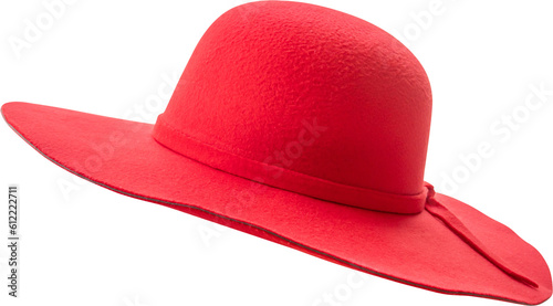 Woman red hat isolated on white background