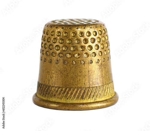 Metal protective thimble for sewing, transparent background