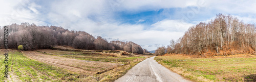 Colorful road towards the lake of Aoou on Metsovo. Ioannina, Epirus, Greece