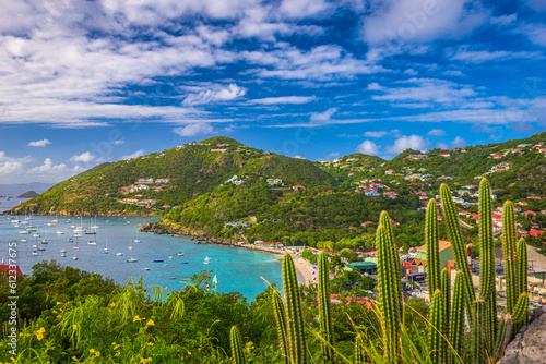 Gustavia, Saint Barthelemy skyline and harbor in the Caribbean