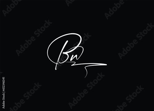 BN alphabet letters and monogram logo design