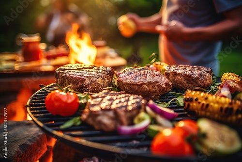 BBQ food party summer grilling meat in the afternoon of weekend happy party.