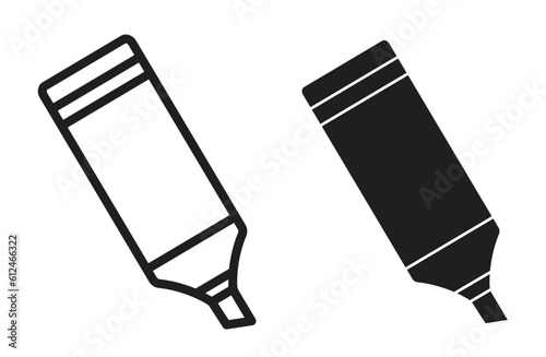 Highlighter vector symbol. Office marker pen line icon in black color.