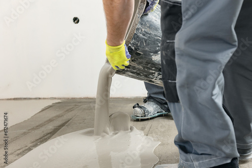 Screed concrete with self leveling cement mortar for floors