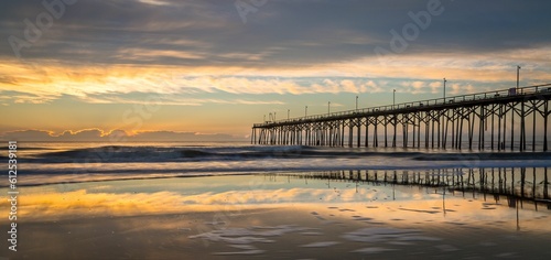 Carolina Beach Pier against scenic sunrise