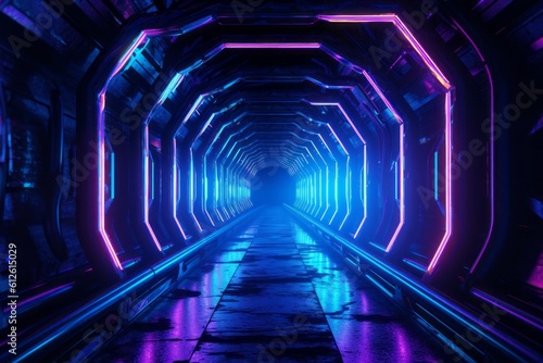 ネオンのトンネル,Generative AI AI画像