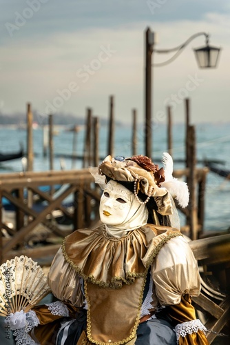 Person wearing a traditional costume, celebrating the Carnival of Venice