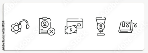 law & justice outline icons set. thin line icons sheet included technical support, uneducated, savings, passion, law book vector.