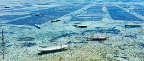 The farmland with seaweed farming background in Bali, Indonesia